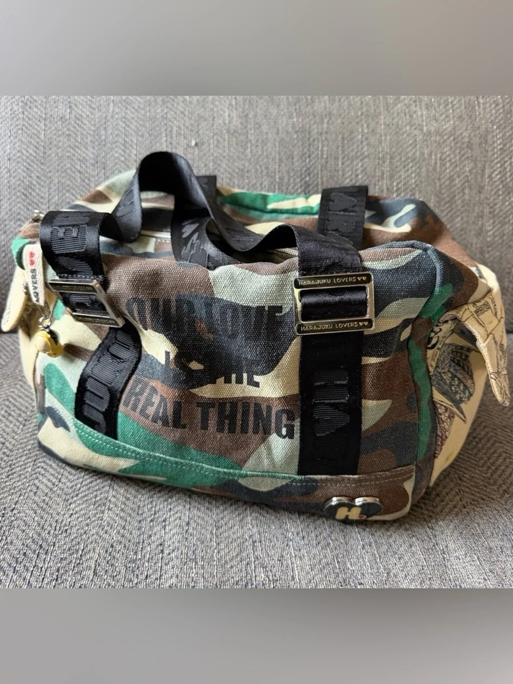 Y2K Harajuku Lovers by Gwen Stefani Embroidered Camouflage Toaster Style Bag